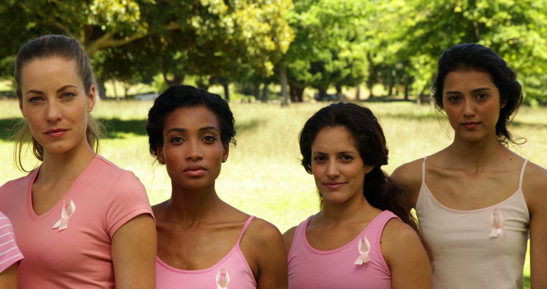 Diverse Women Wearing Pink for Breast Cancer Awareness Looking Determined - Free Images, Stock Photos and Pictures on Pikwizard.com