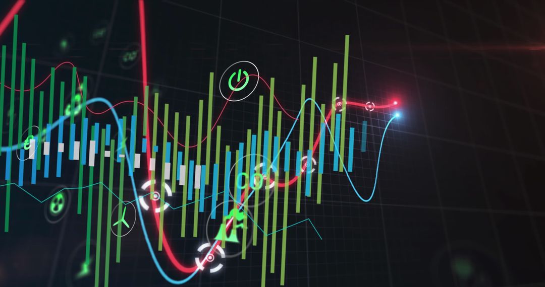 Abstract Digital Chart on Black Background Representing Data Analysis