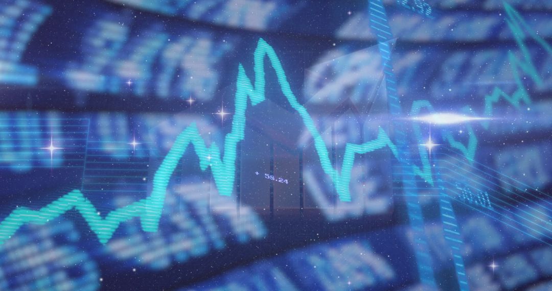 Futuristic Glowing Line Graph with Numeric Data