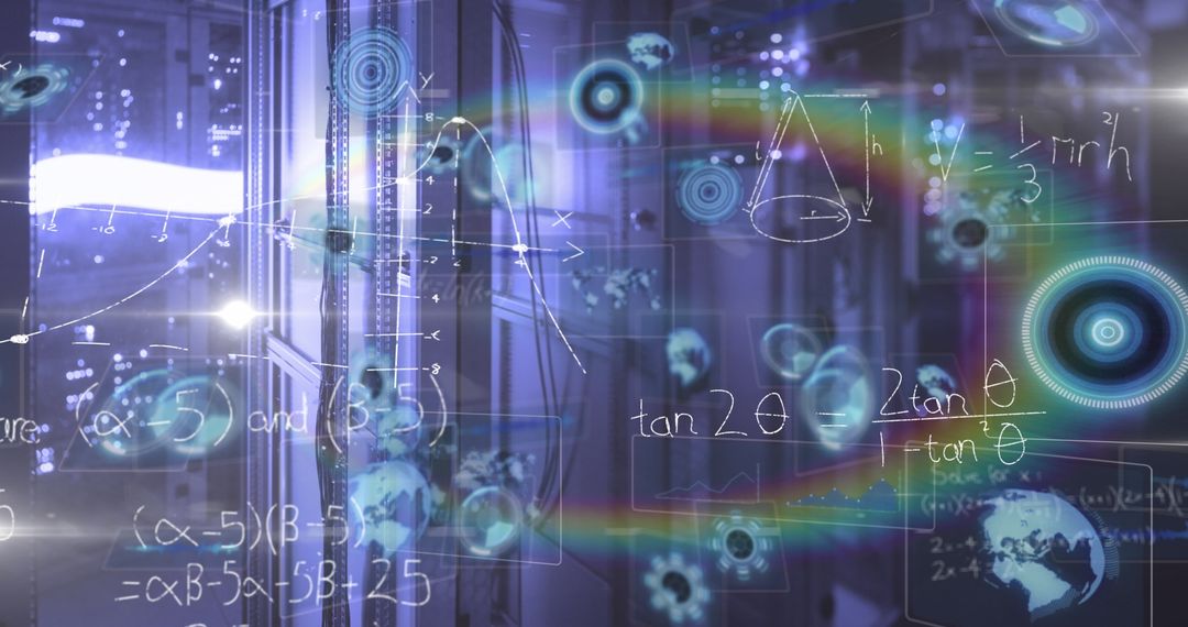 Futuristic Holographic Data Interface in Server Room