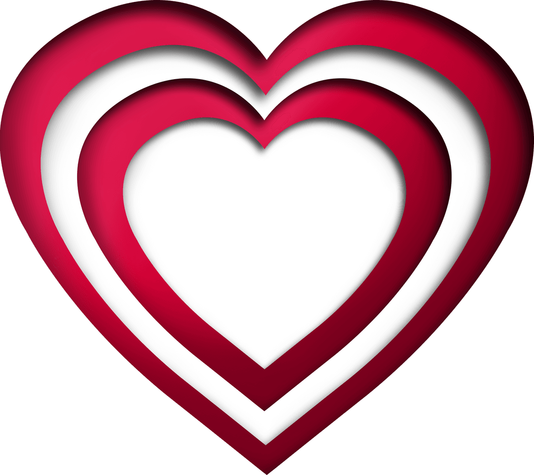 Layered Heart Symbol on Transparent Background for Love Concept