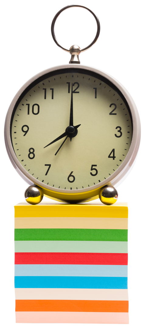 Transparent Alarm Clock on Colorful Sticky Notes Stack Isolated - Download Free Stock Images Pikwizard.com