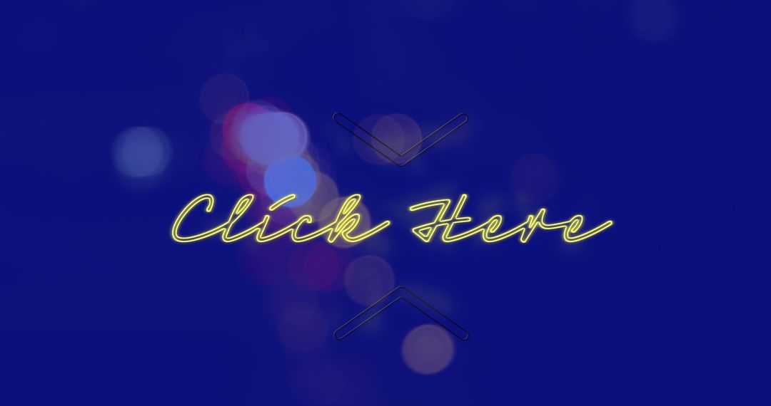 Neon Click Here Sign with Blurred City Traffic Background
