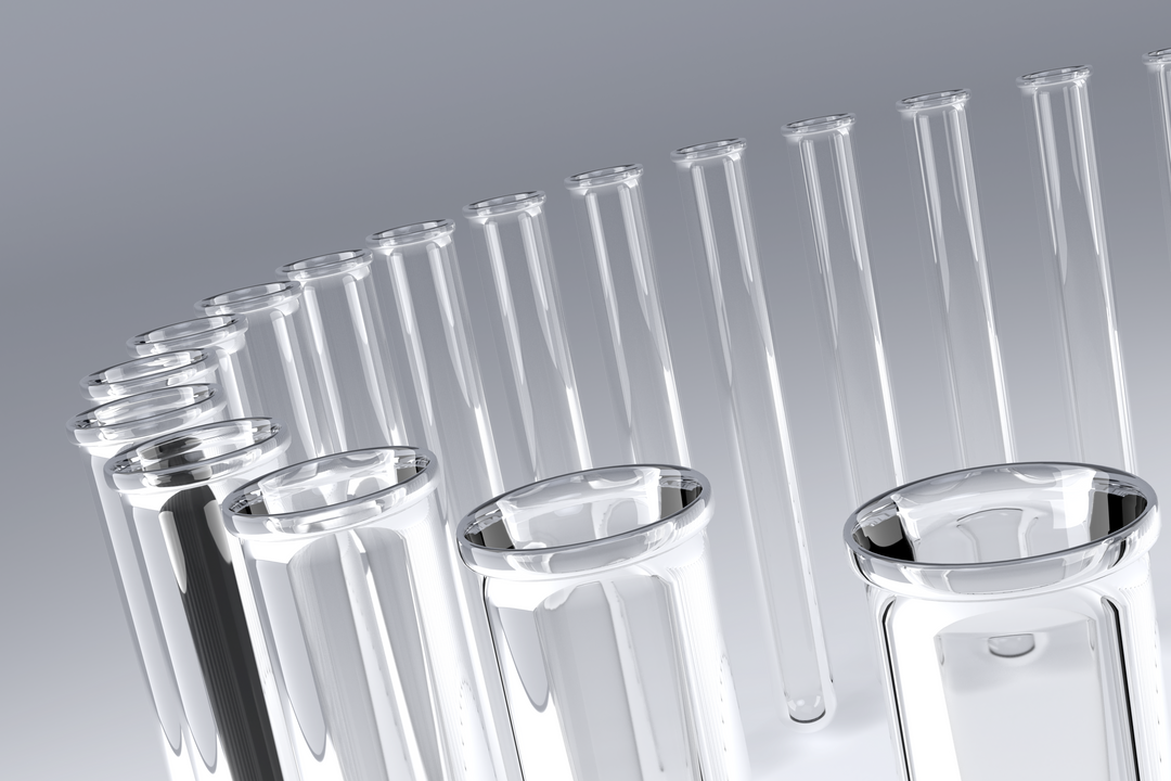 Transparent laboratory test tubes in array, close-up view - Download Free Stock Images Pikwizard.com