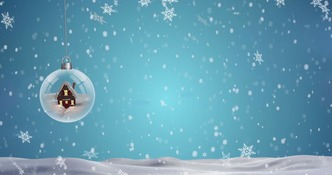 Floating Snow Globe Ornament with Cabin and Winter Wonderland