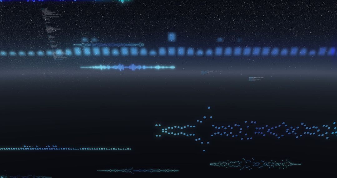 Abstract Digital Data Visualization Over Starry Sky