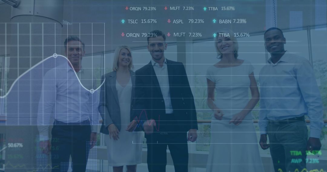 Diverse Business Team Celebrating & Analyzing Stock Market Data