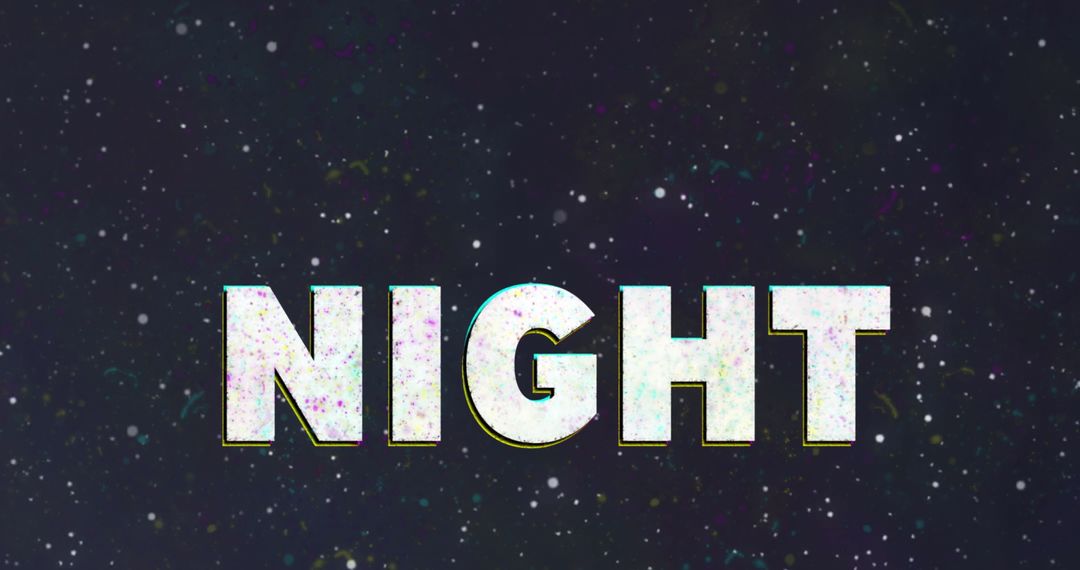 Bold NIGHT Text Amidst Starry Cosmic Backdrop