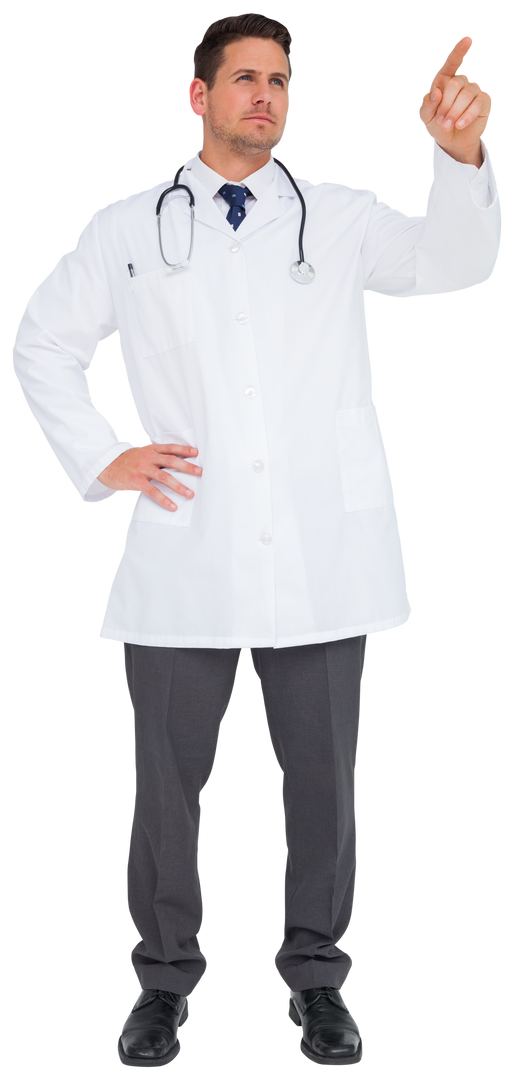 Confident Male Doctor Pointing Forward on Transparent Background - Download Free Stock Images Pikwizard.com