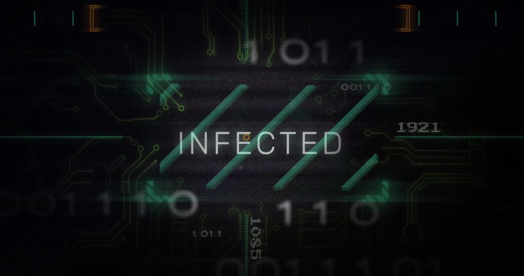 Cybersecurity Alert with Infected Sign on Digital Background