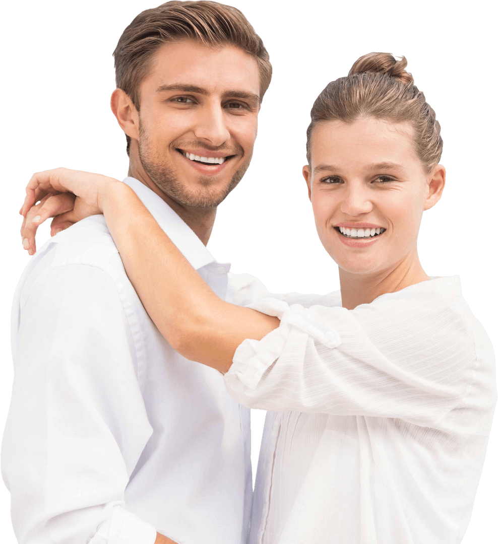 Happy Couple Embracing on Transparent Background for Relationship Concept