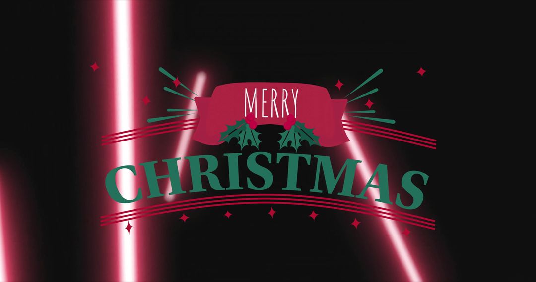 Festive Merry Christmas Text with Neon Accents