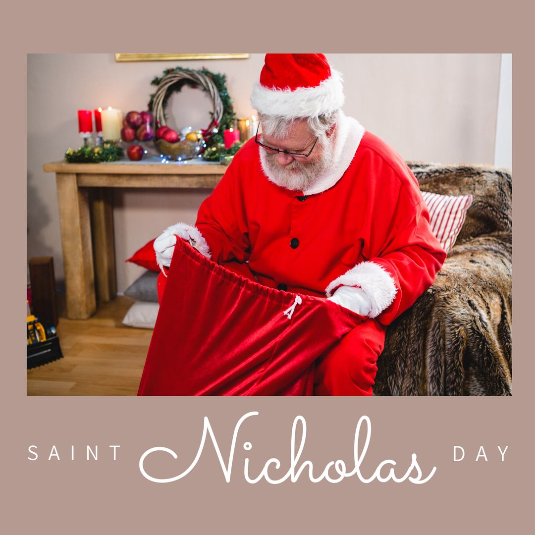 Santa Claus Holding Red Sack with Presents on Saint Nicholas Day - Download Free Stock Templates Pikwizard.com