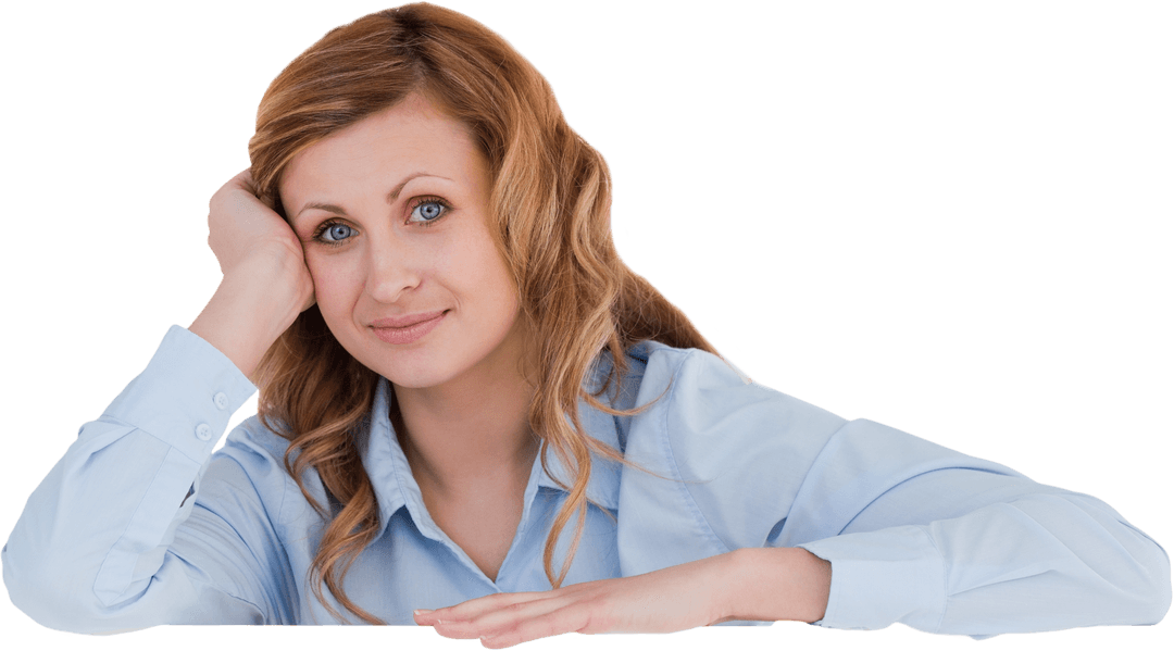 Woman Holding Transparent Card in Gentle Pose