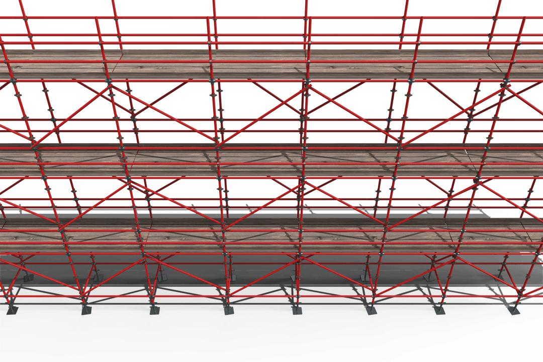 Transparent red metal scaffolding structure 3d render