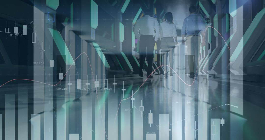 Business Professionals in High-Tech Data Environment