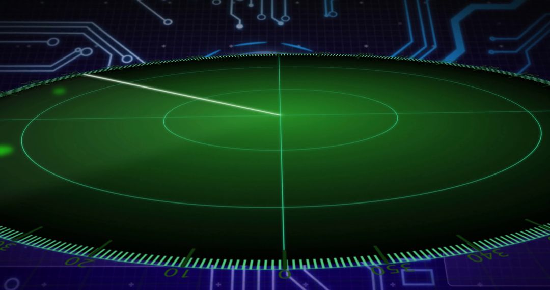 Futuristic Radar Display with Digital Circuit Interface