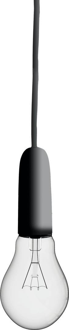 Digital Illustration of Light Bulb with Cable on Transparent Background