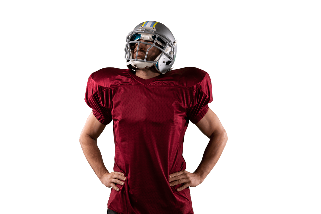 Confident Rugby Player in Red Jersey on Transparent Background