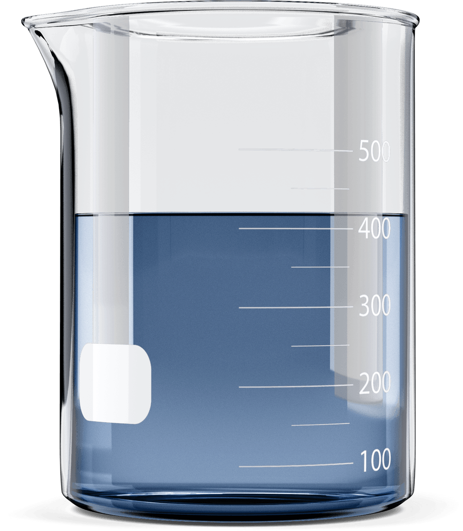 Close-Up of Transparent Beaker with Blue Chemical Solution
