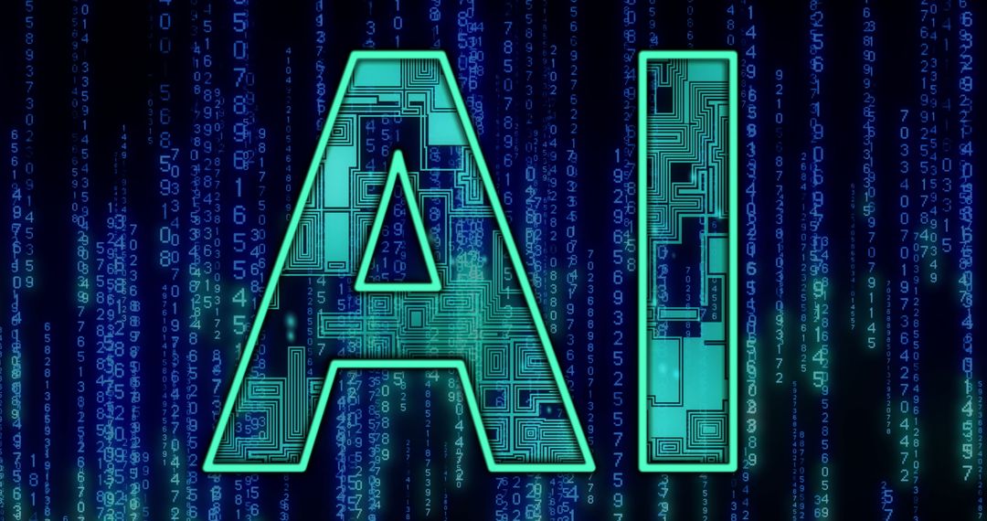 Futuristic AI Concept with Digital Circuit Patterns