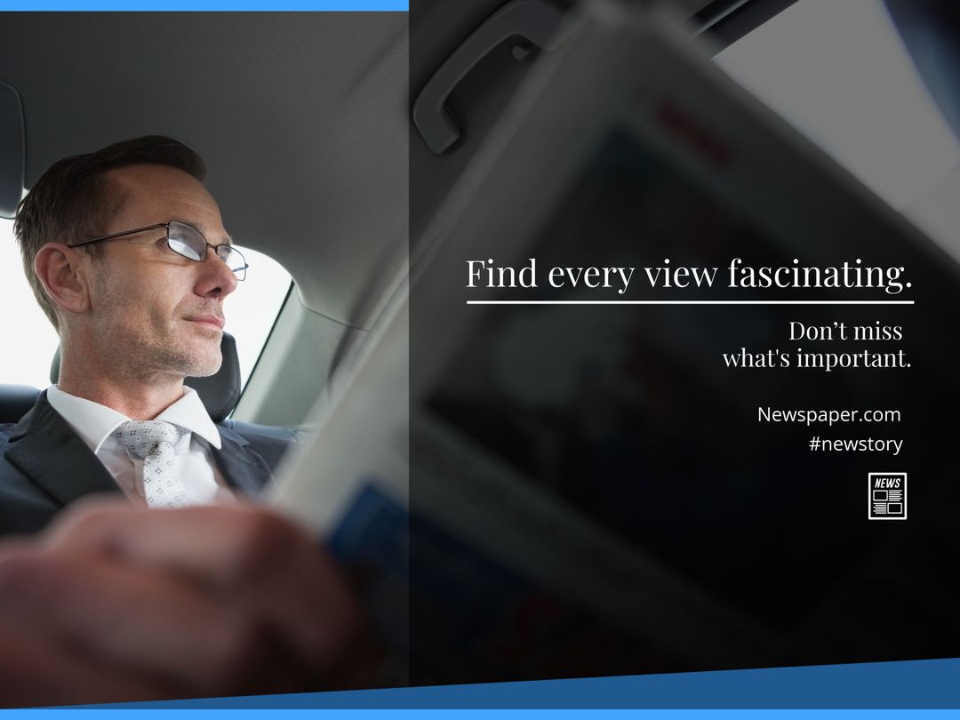 Businessman Absorbing News on the Go with Tablet Emphasis