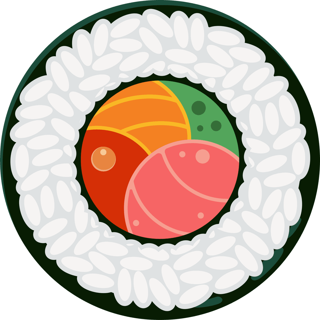Transparent Sushi Roll Vector with Rice and Salmon