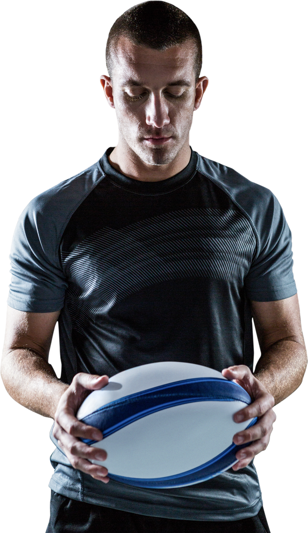 Serious Rugby Player Holding Ball on Transparent Background - Download Free Stock Images Pikwizard.com