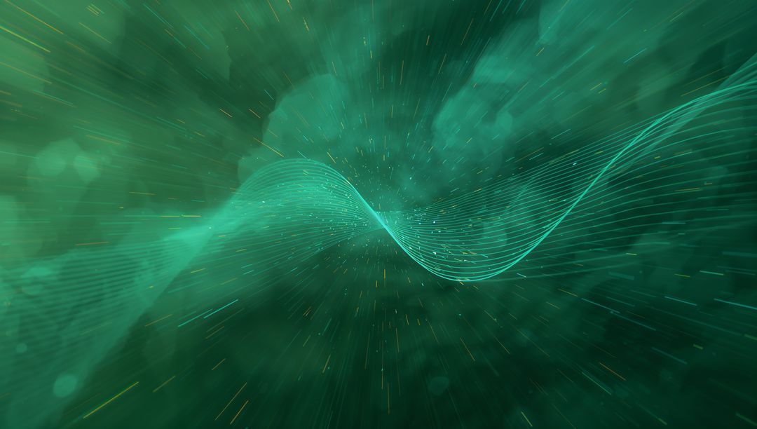 Glowing Teal Wave in Futuristic Digital Space