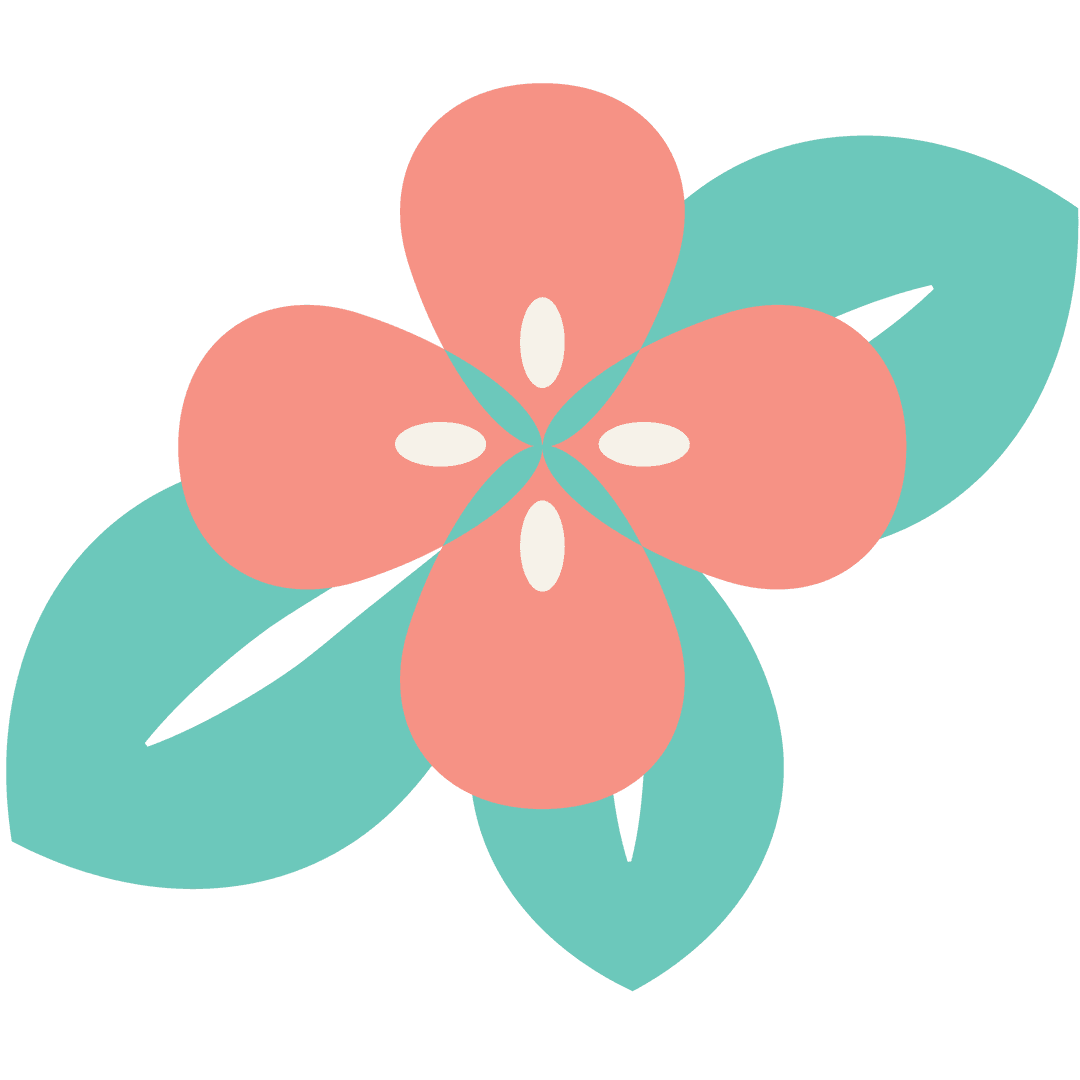 Geometric Abstract Red Flower on Transparent Background