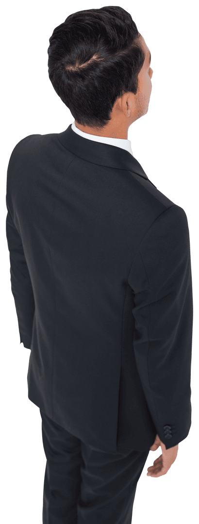 Businessman Standing Back View Transparent Isolated on White Background