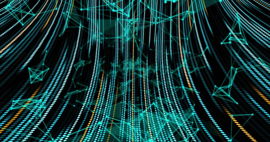 Cascading Glowing Dot Streams in Futuristic Data Network