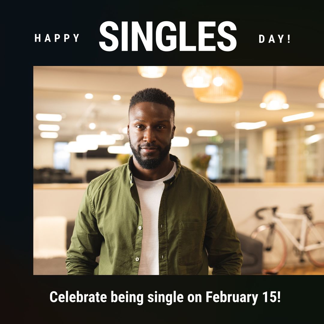 Singles Day Celebration: Confident Man in Modern Office