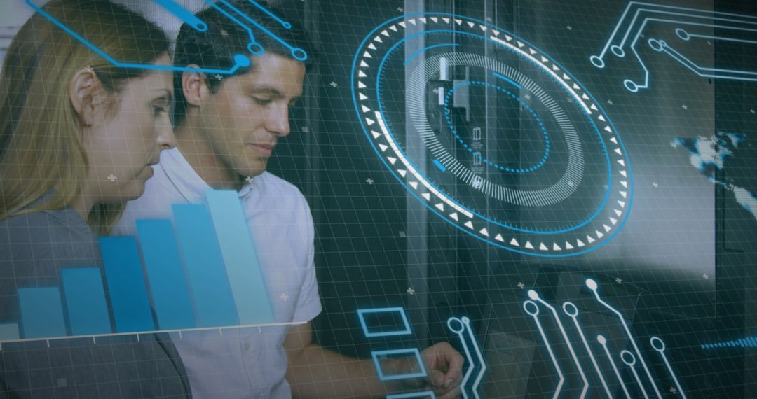 Business Professionals Analyzing Digital Interface