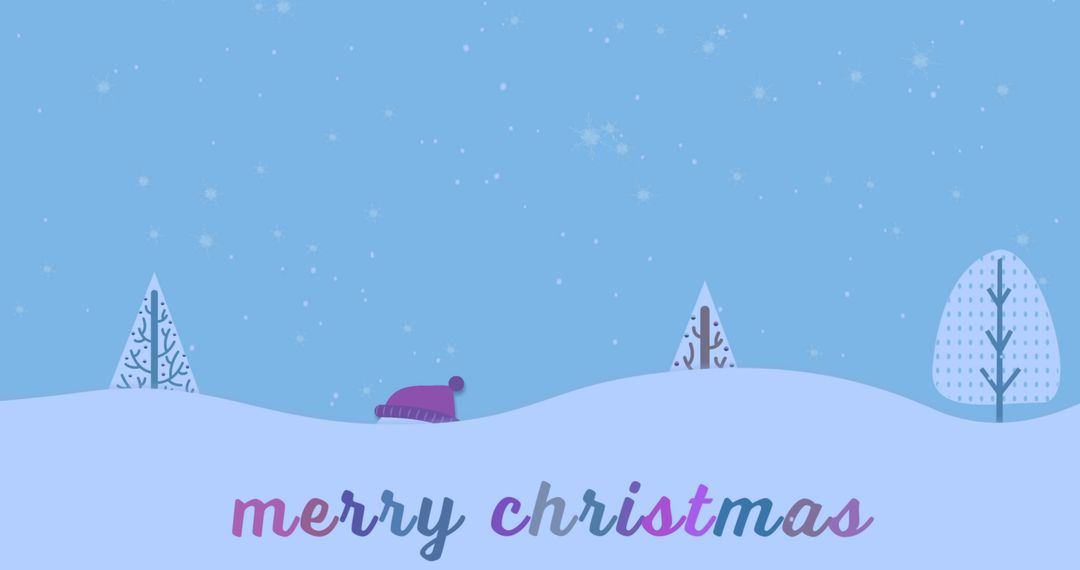 Snowy Winter Scene with Merry Christmas Greetings