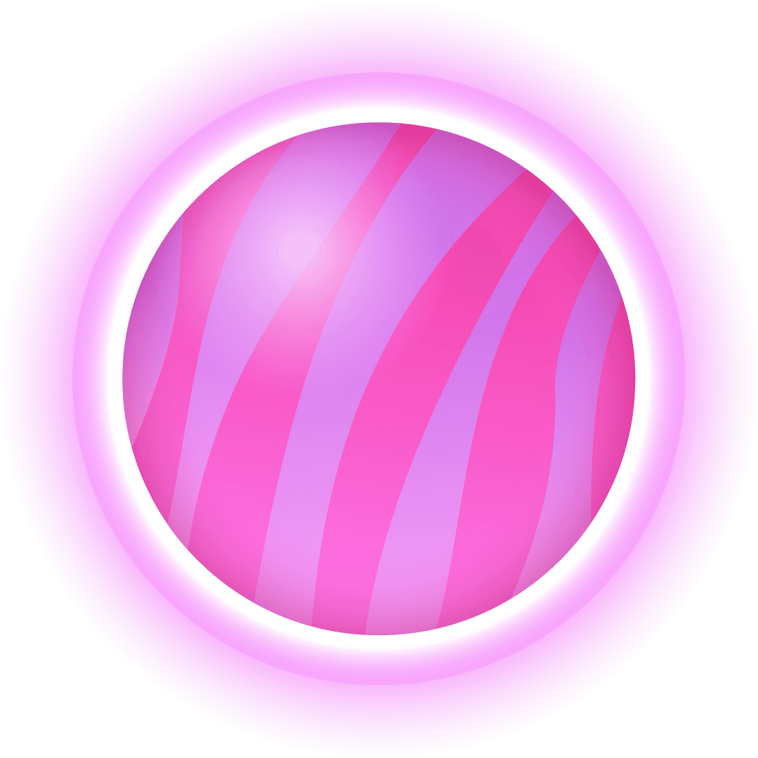 Transparent Pink Striped Orb with Ring on Infinite Background