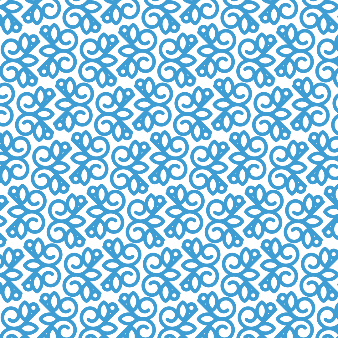 Blue Floral Ornamental Pattern on Transparent Background
