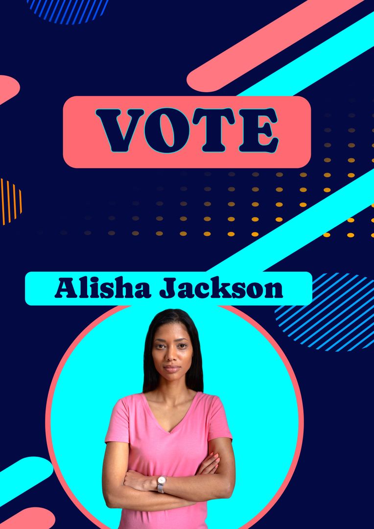 Confident Woman Posing With Vote Alisha Jackson Campaign Poster - Download Free Stock Templates Pikwizard.com