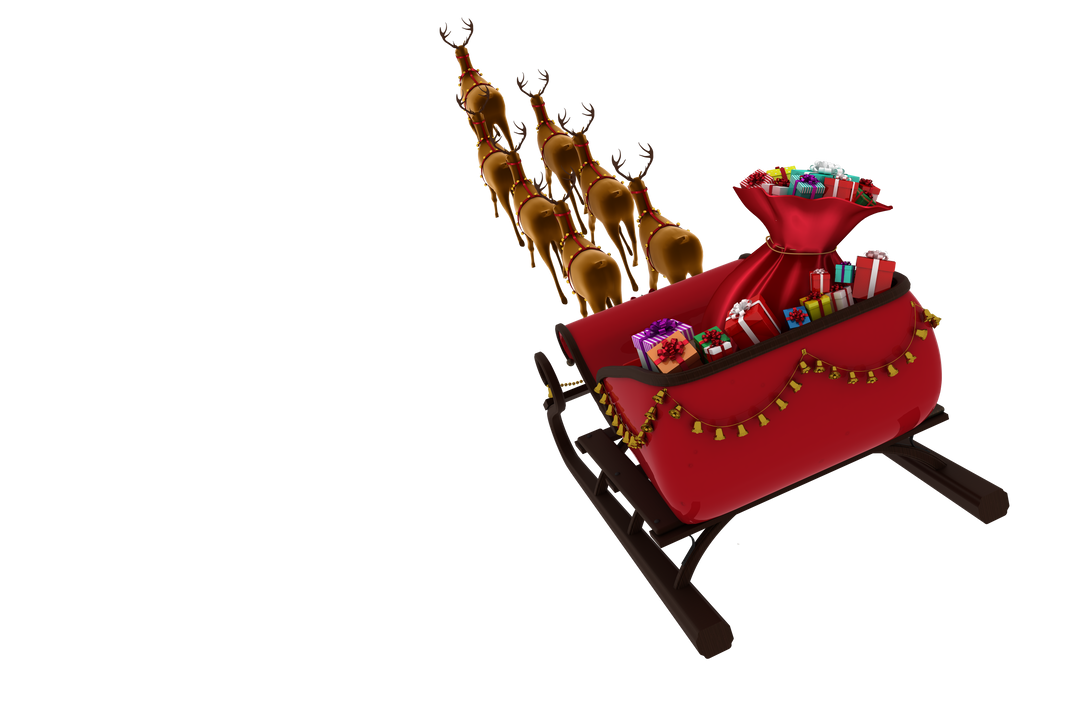 Transparent Reindeer Pulling Red Sleigh with Christmas Gifts - Download Free Stock Images Pikwizard.com