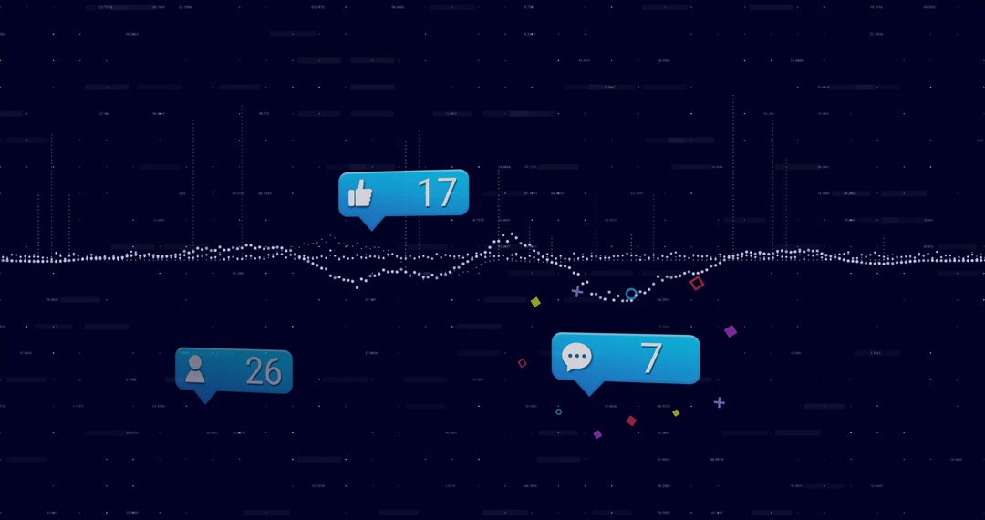 Social Media Analytics Interface with Floating Interaction Icons