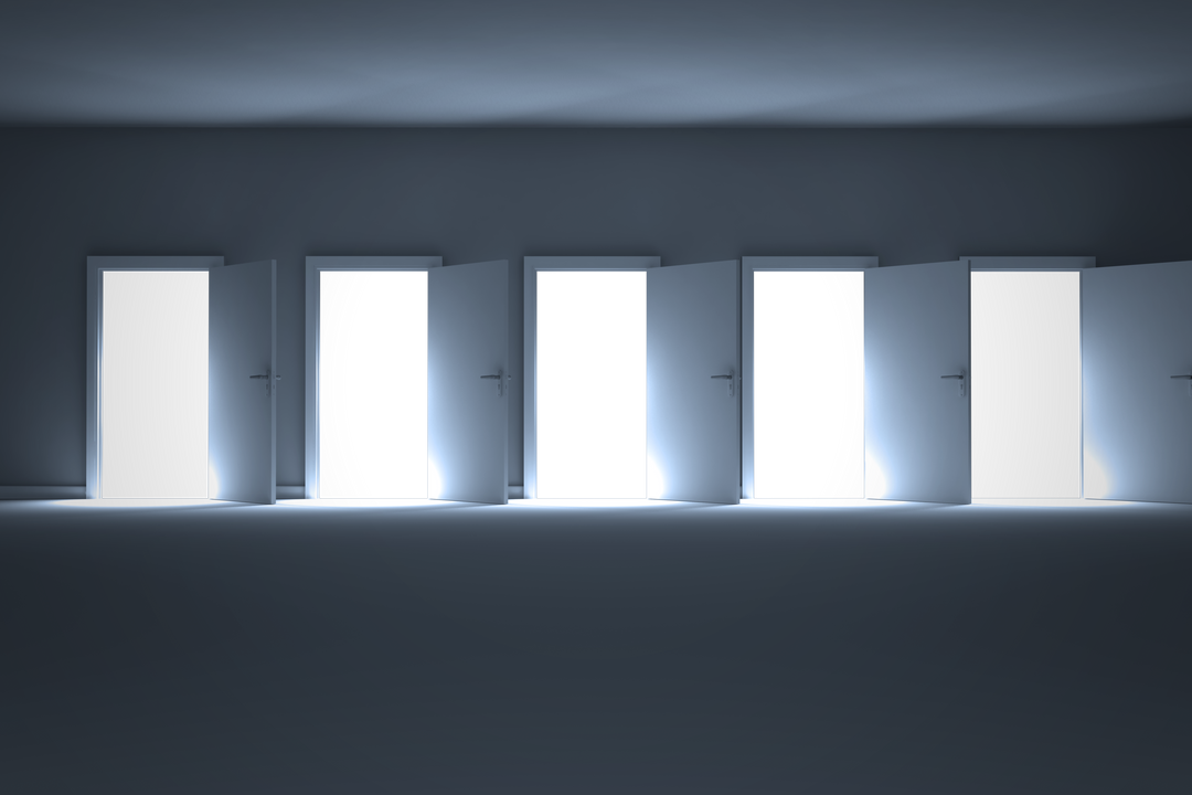 Row of Open Doors with Dark Interiors on Transparent Background - Download Free Stock Images Pikwizard.com