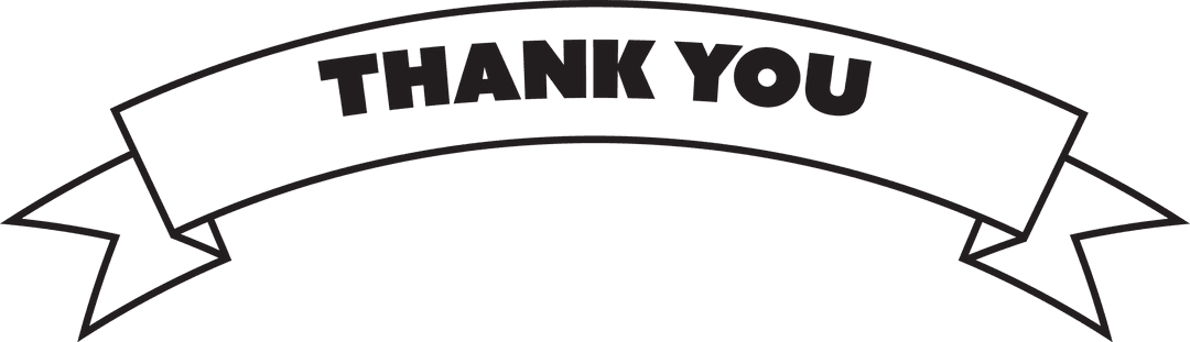 Transparent Thank You Ribbon with Text on Clear Background