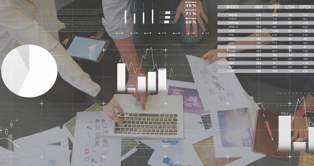 Team Analyzing Data with Laptop in Modern Office