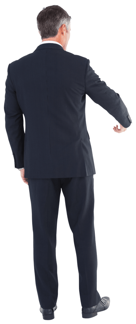 Rear View Transparent Businessman Checking Time in Suit