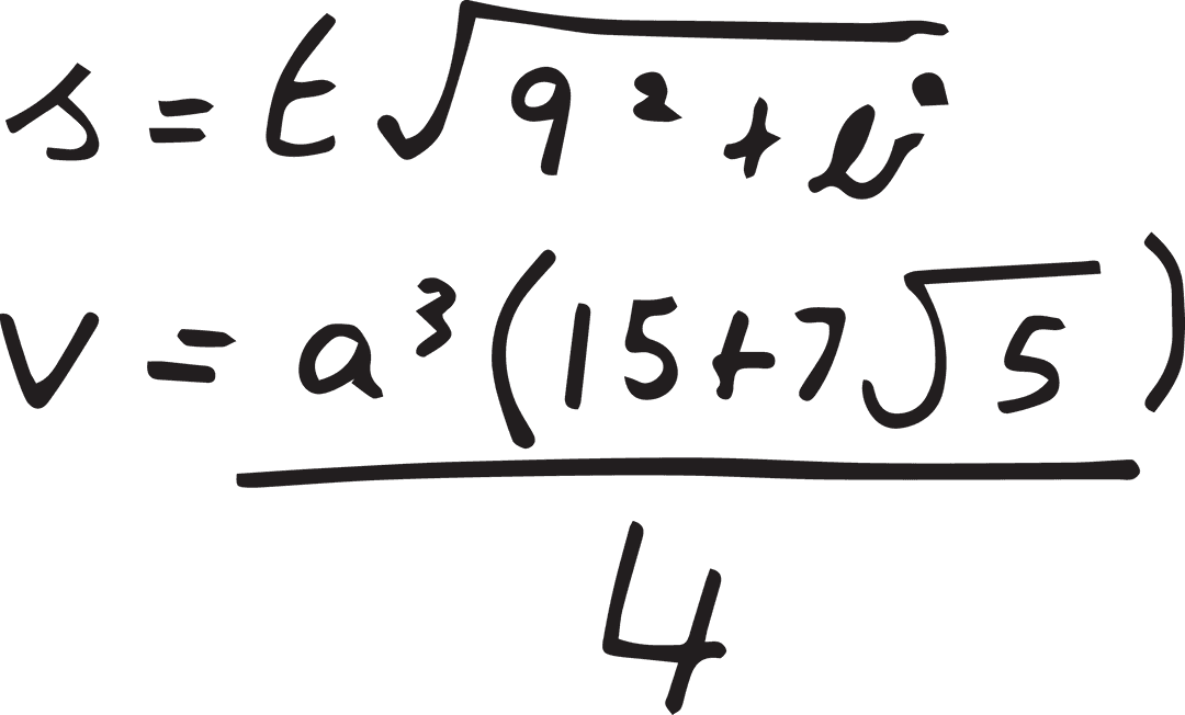 Handwritten Transparent Math Formula with Square Root and Fractions
