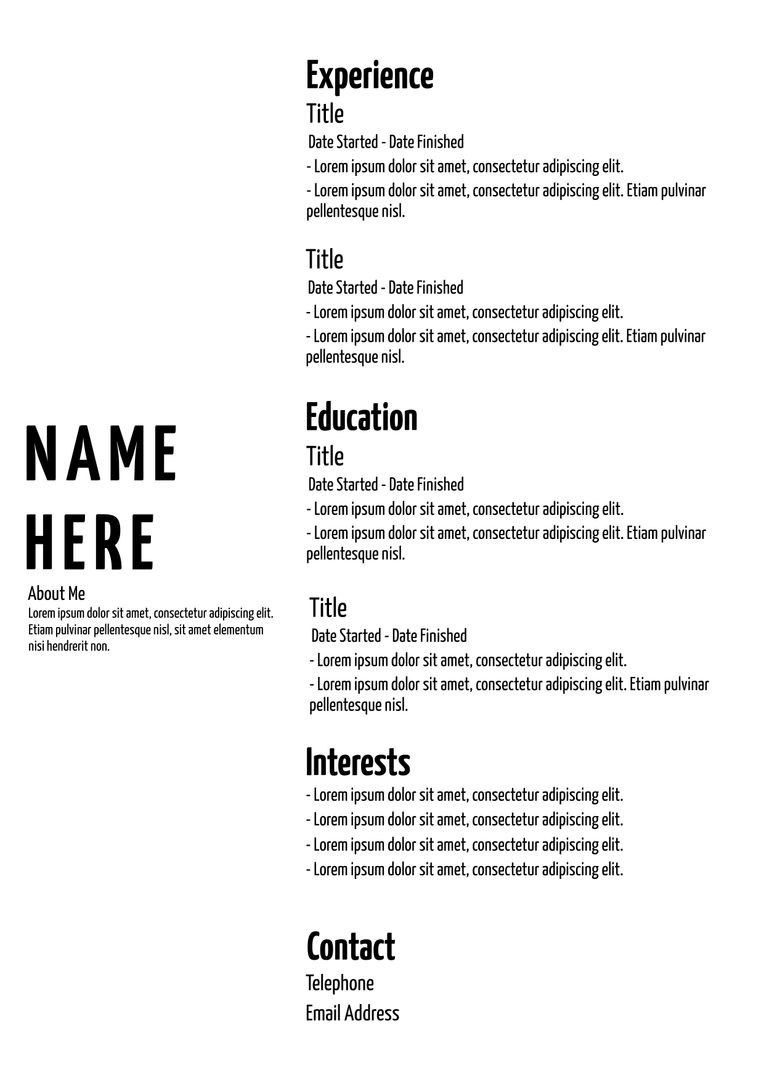 Minimalist Black and White Resume Template for Professional Job Seekers - Download Free Stock Templates Pikwizard.com