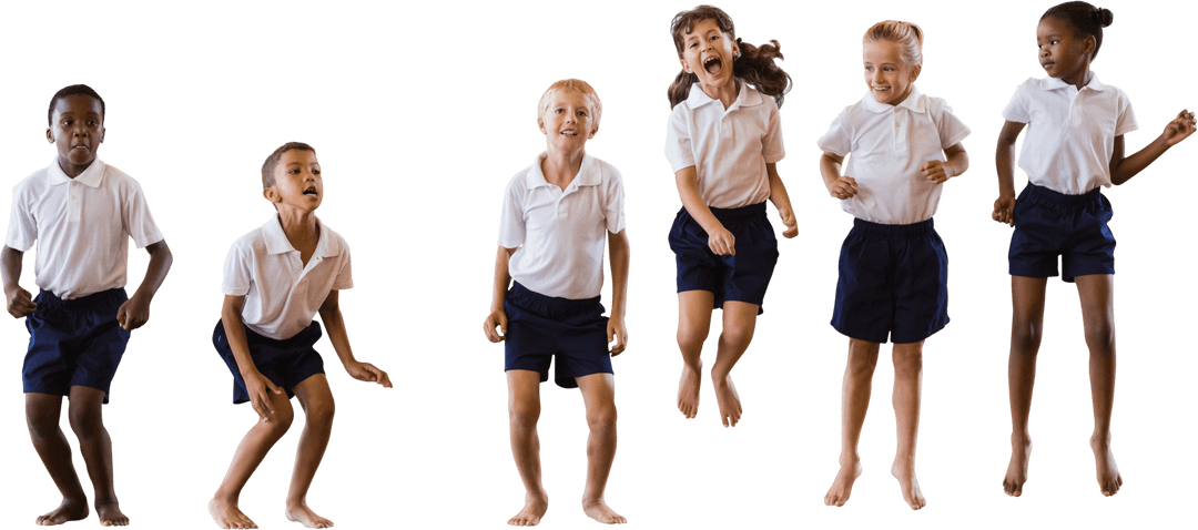 Joyful Students Jumping in Transparent Background School Activity