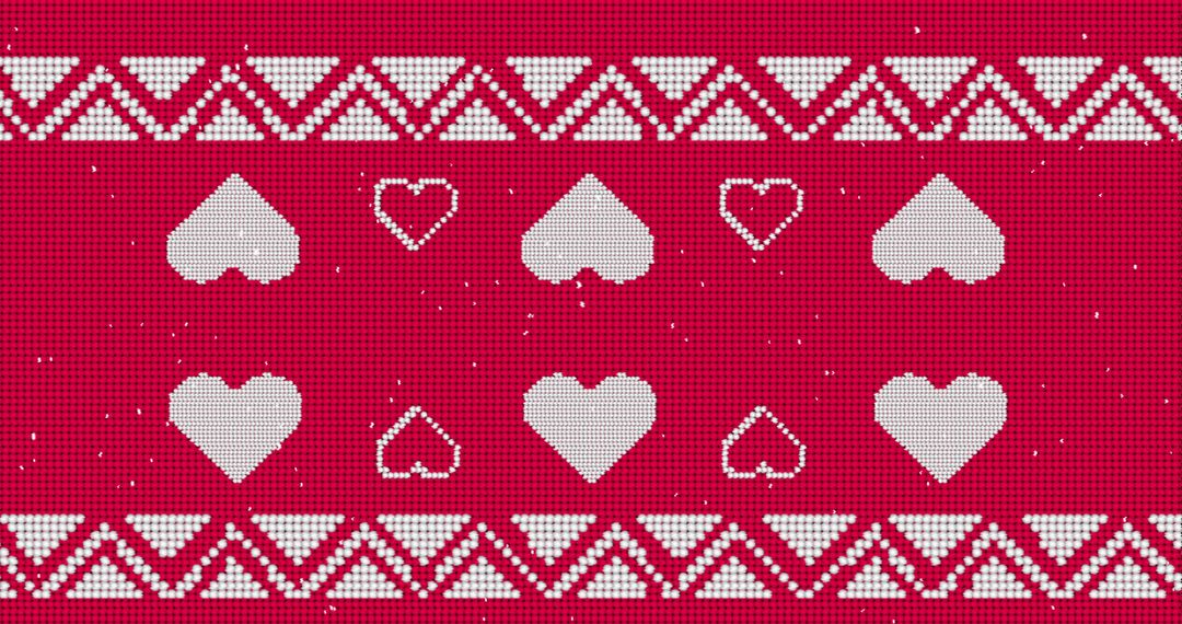 Holiday Knit Pattern with Hearts and Geometric Borders