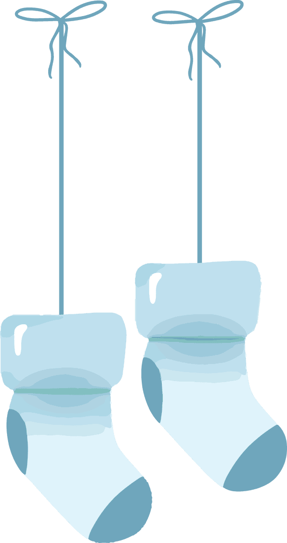 Vector Art of Light Blue Hanging Socks on Transparent Background