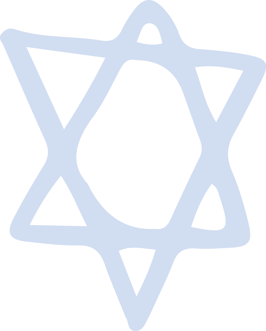 Abstract Transparent Six-Pointed Star with Pastel Blue Lines